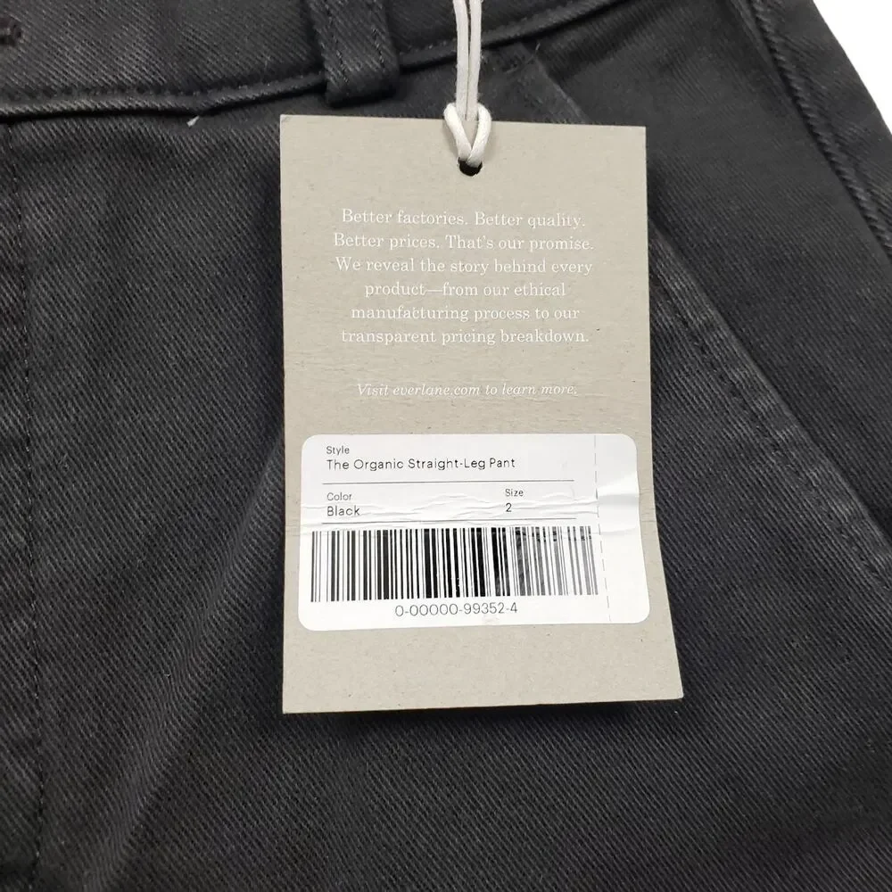 NWT Everlane The Organic Straight Leg Pants Womens Size 2 Black High Rise Jeans - Picture 8 of 12
